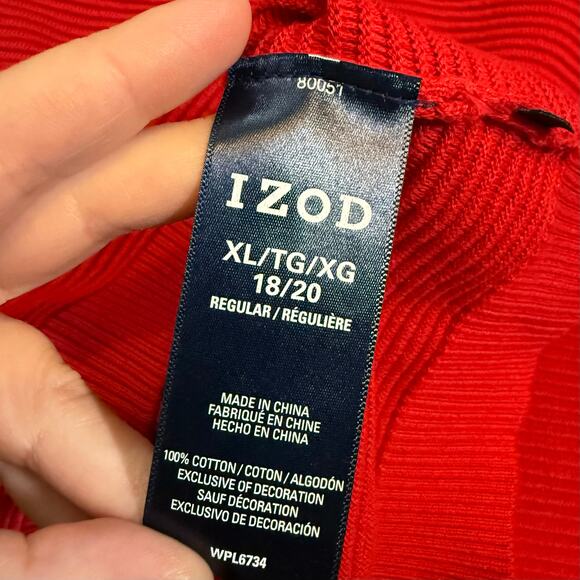 Izod Kids Boys XL 18 20 Red Long Sleeve Crewneck Ribbed Cotton Sweatshirt - Picture 8 of 9
